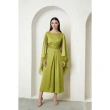 Jumpsuit with Feather Cape Sleeves - Green