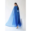 Pleated Cape Dress - Blue