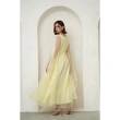 Embellished Dress with Cape Sleeves - Yellow