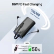PowerSquid Portable Charger with Built-in 3 Cables, 9000mAh USB C Power Bank Fast Charging 18W PD with LED Display Black