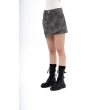 ACID WASHED EFFECT PU - LEATHER MINI SKIRT