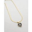 Italian-style high-quality stainless steel necklace in Gold color with a black heart pendant, 45 cm