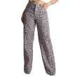 Women&rsquo;s Wide Leg Jeans - Cheetah Print