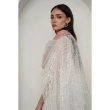 Embellished Dress with Cape Sleeves - White