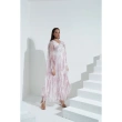 Floral Pleated Dress with Cape Sleeves - Pink