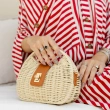 Portofino Top Handle Straw Bag - Dune Beige