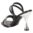 Women's Strappy Rhinestone Heel Black