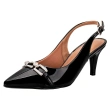 Women's Slingback Heel Glossy Black