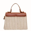 Mykonos Bloom Straw Top Handle Bag -Toffee Brown