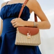 Mykonos Bloom Straw Top Handle Bag -Toffee Brown