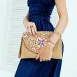 Capri Beaded Straw Clutch - Golden Sand