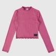 Girls' Ribbed Knit Cropped Top &ndash; Long Sleeve - Dark Pink