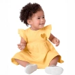 Baby Girls' Flared Dress in Textured Knit &ndash; Heart Embroidery - Yellow