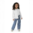 Girls' Long Sleeve Tricoline Shirt &ndash; Embroidered Collar &amp; Mullet Hem - White