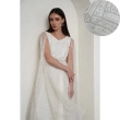 Embellished Dress with Cape Sleeves - White