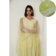 Embellished Dress with Cape Sleeves - Yellow