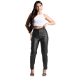 Women&rsquo;s Coated Comfort Leather Pants  - Black