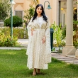 Women's Elegant Regular-Fit Open Abaya with Inner Dress - Embroidered Linen, Elegant Daily Wear