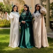 Women's Elegant Beaded Closed Abaya - Festive Occasions, Formal Wear
