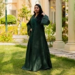 Women's Elegant Regular-Fit Closed Abaya - Embroidered Linen, Daily Modest Wear
