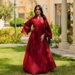 Women's Elegant Regular-Fit Closed Abaya - Embroidered Linen, Daily Modest Wear