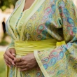 Women's Elegant Regular-Fit Open Kaftan with Belt - Embroidered Crepe, Festive/Daily Wear
