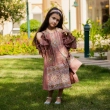 Girl's Elegant Regular-Fit Linen Caftan Dress - Garangao, Elegant Gatherings - Dusty Rose &amp; Patterns