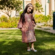 Girl's Elegant Regular-Fit Linen Caftan Dress - Garangao, Elegant Gatherings - Dusty Rose &amp; Patterns