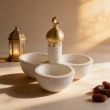 Ramadan Triple Bowl Serving D&eacute;cor  - White &ndash; A contemporary architectural centerpiece for your festive table