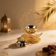 Crescent Incense Holder &ndash; An elegant and aromatic beacon of spiritual charm.Golden color