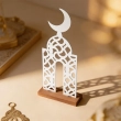 تحفة مئذنة رمضان المعمارية مع الهلال - رمادي اللون &ndash; رمز مهيب للتراث ونور الروحانية في منزلك.