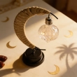 Boho Crescent Moon Desk Lamp - Golden color&ndash; A celestial fusion of rustic charm and warm luminosity