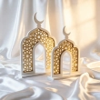 Crescent Arch Set &ndash;White &amp; Gold A striking architectural duo for refined festive displays