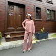 Women&rsquo;s Knit Polo Shirt and Wide-Leg Pants Set for Effortless Elegance and Loungewear Looks &ndash; Dusty Rose