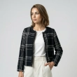 Women&rsquo;s Classic Cropped Jacket With Textured Woven Fabric And Subtle Check Pattern, Ideal For Smart-Casual Outfits