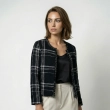 Women&rsquo;s Classic Cropped Jacket With Textured Woven Fabric And Subtle Check Pattern, Ideal For Smart-Casual Outfits