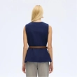 Women&rsquo;s Sleeveless Vest Top With Waist Belt And Front Buttons &ndash;  Elegant Smart-Casual Look