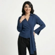 Women&rsquo;s Tie-Front Long Sleeve Shirt For Elegant Everyday And Smart-Casual Looks