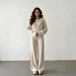 Women&rsquo;s Elegant  Buttoned Knitwear Set With Long Sleeve Top And Wide-Leg Pants