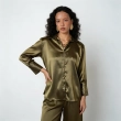 Women&rsquo;s Relaxed-Fit Satin Shirt &ndash; Smooth &amp; Luxurious Everyday And Elegant Essential &ndash; Olive Green