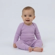 طقم بودي سوت للأطفال (قطعتان) &ndash; بودي سوت قطعة واحدة بأكمام طويلة من القطن مع سحابات، قماش مضلع ناعم ومرن للرضع &ndash; بنفسجي فاتح