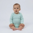 طقم بودي سوت للأطفال (قطعتان) &ndash; بودي سوت قطعة واحدة بأكمام طويلة من القطن مع سحابات، قماش مضلع ناعم ومرن للرضع &ndash; أخضر مائي