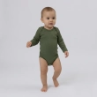 طقم بودي سوت للأطفال (قطعتان) &ndash; بودي سوت قطعة واحدة بأكمام طويلة من القطن مع سحابات، قماش مضلع ناعم ومرن للرضع &ndash; أخضر عسكري