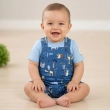 Baby Boy's Cotton T-Shirt &amp; Printed Fleece Overall Set - Light Blue