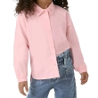 Girls' Long Sleeve Tricoline Shirt &ndash; Embroidered Collar &amp; Mullet Hem - Baby Pink