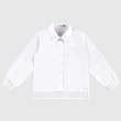 Girls' Long Sleeve Tricoline Shirt &ndash; Embroidered Collar &amp; Mullet Hem - White