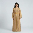Women's Elegant Regular-Fit Open Kaftan with Belt - Paisley Embroidered Crepe, Festive/Daily Wear