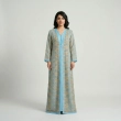 Women's Elegant Regular-Fit Open Kaftan with Belt - Paisley Embroidered Crepe, Festive/Daily Wear