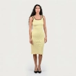 The Dune Yellow Dress - Slim-Fit Knit Midi - Contrast Trim