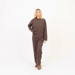 The Cacao Cloud Set - Long-Sleeve Top &amp; Straight-Leg Pants - Brown